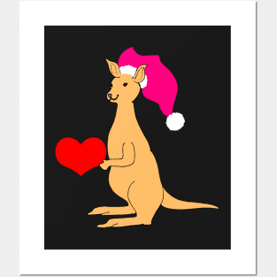 Cute Valentines Kangaroo with red heart Australian animal lover Posters and Art